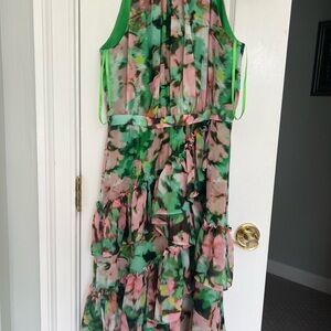 BCBG Green and Pink Combo Dress
